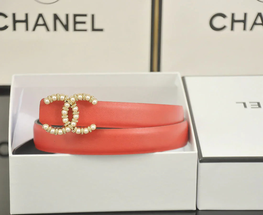 6 color double C pearl rhinestone belt