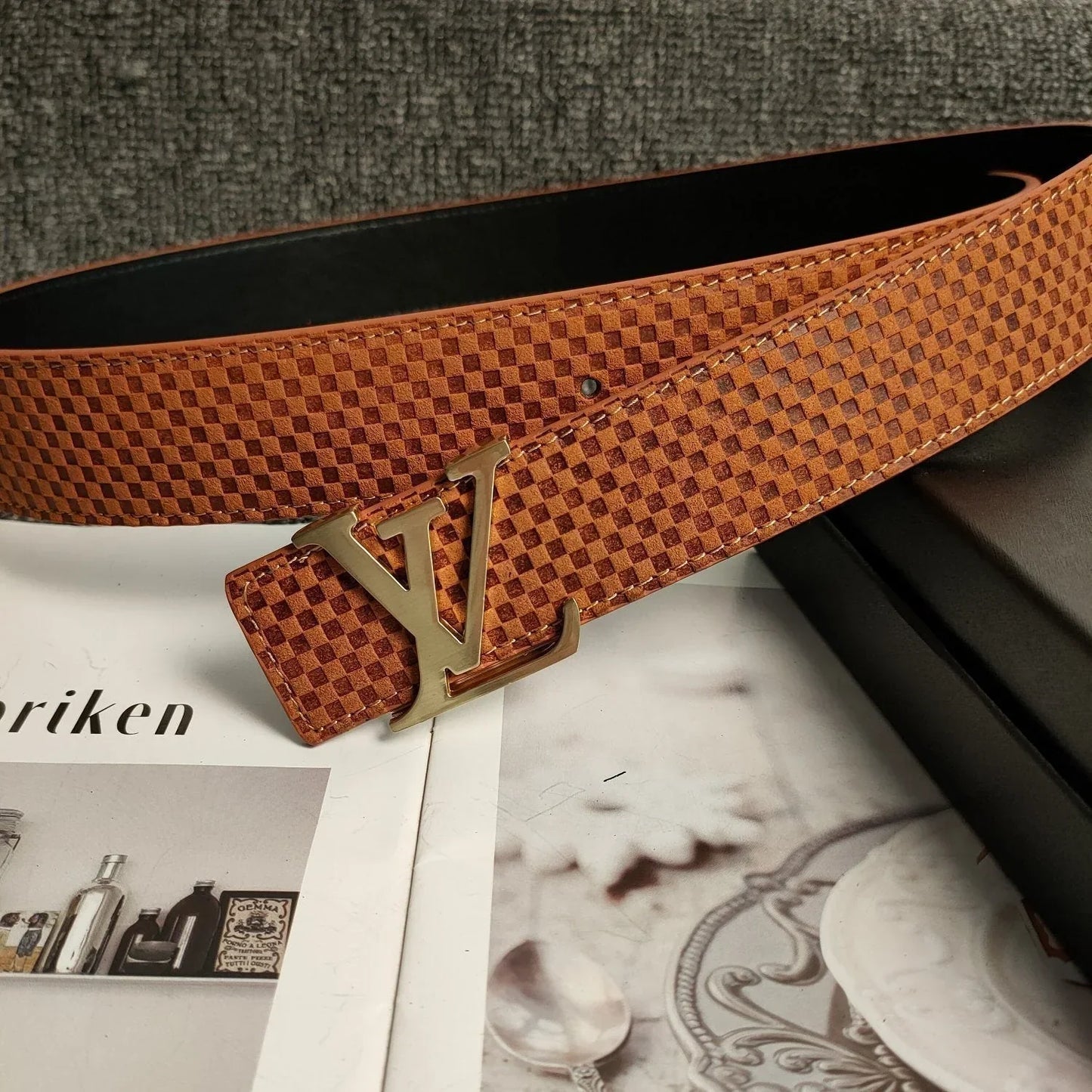 3 Colors Orange Leather Belt