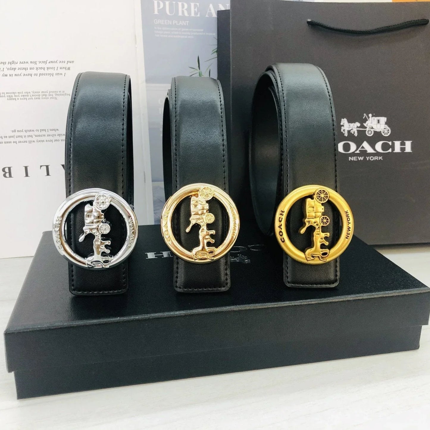 3 Colors Black Leather Belt