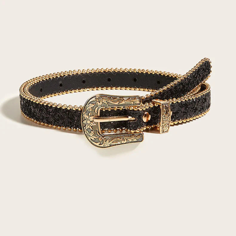 2 Colors retro wild engraved buckle belt