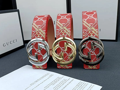 3 Colors double G stripe calico belt Gender: general