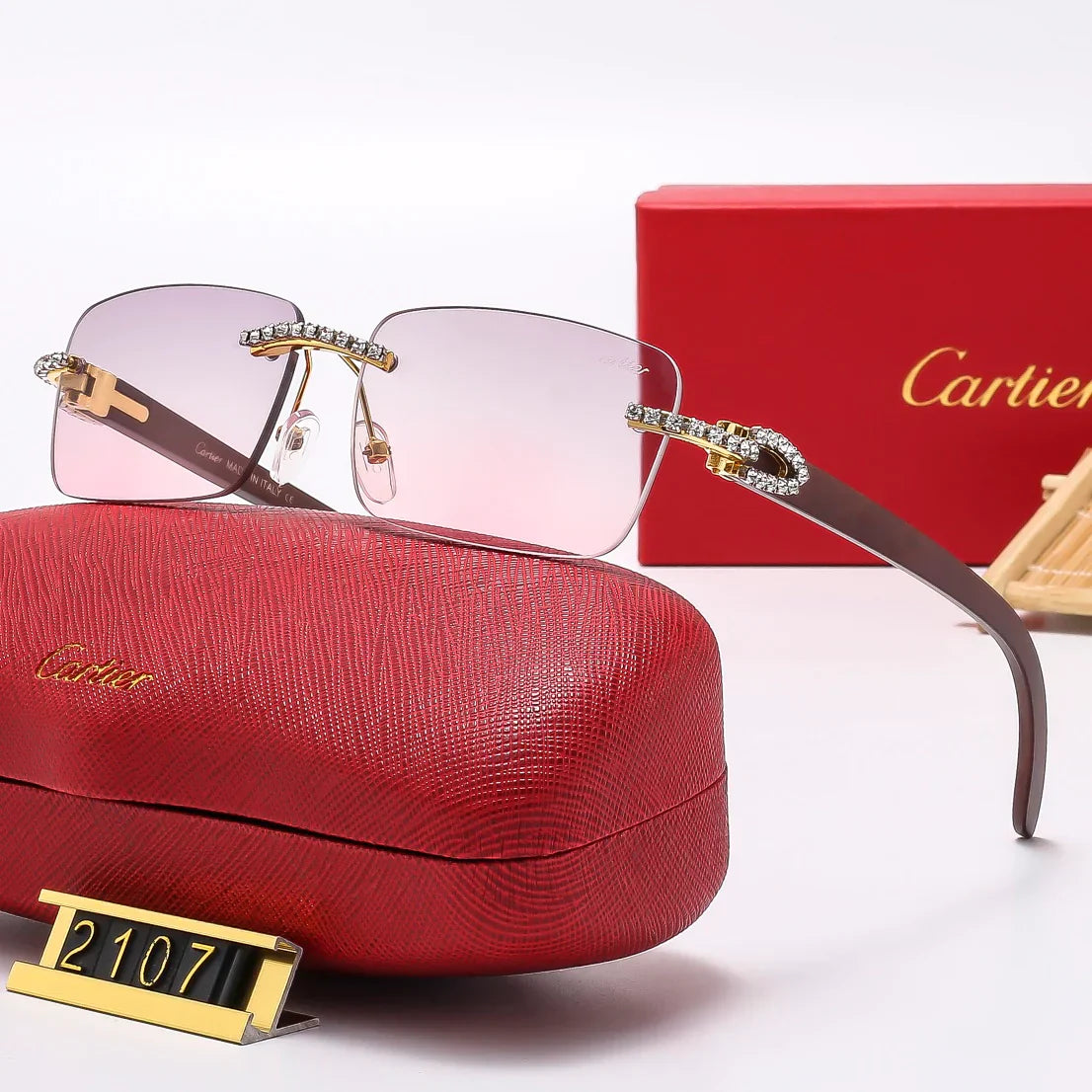 6 Colors Diamond Fashion Frameless Sunglasses 2107