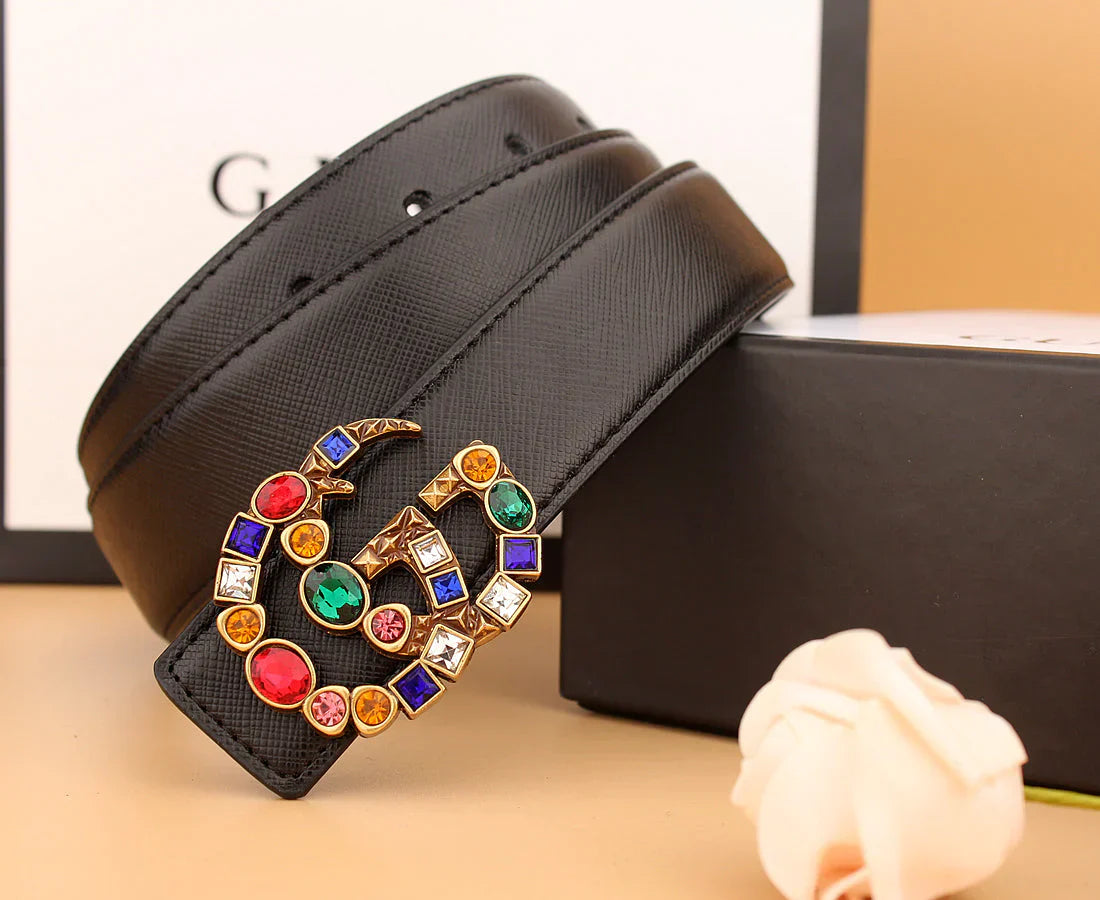 2   double G irregular colored diamond belts