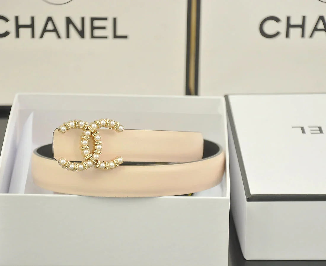6 color double C pearl rhinestone belt