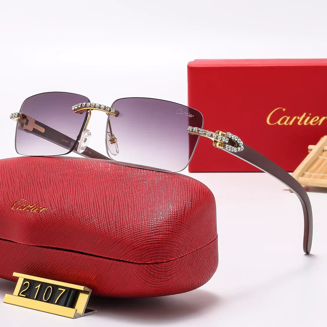 6 Colors Diamond Fashion Frameless Sunglasses 2107