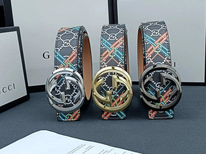 3 Colors double G stripe calico belt