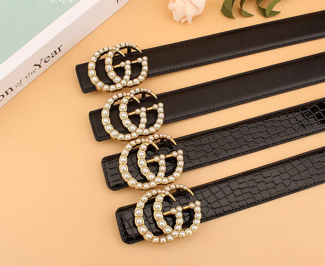 2 styles of   double G pearl belt