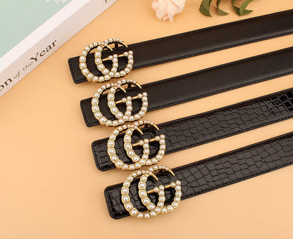 2 styles of   double G pearl belt