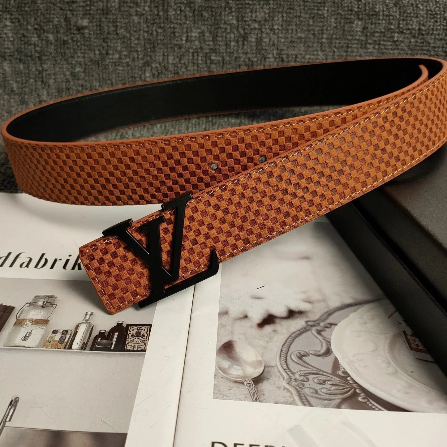 3 Colors Orange Leather Belt