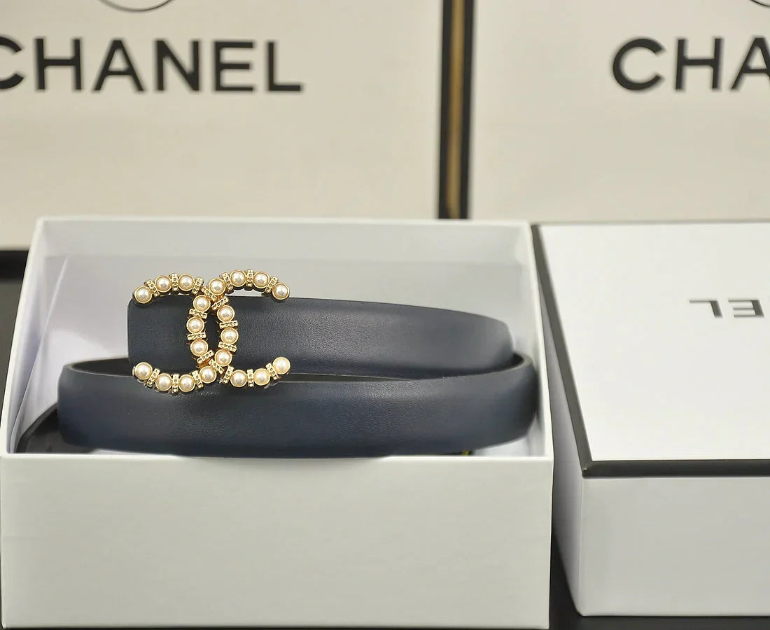 6 color double C pearl rhinestone belt