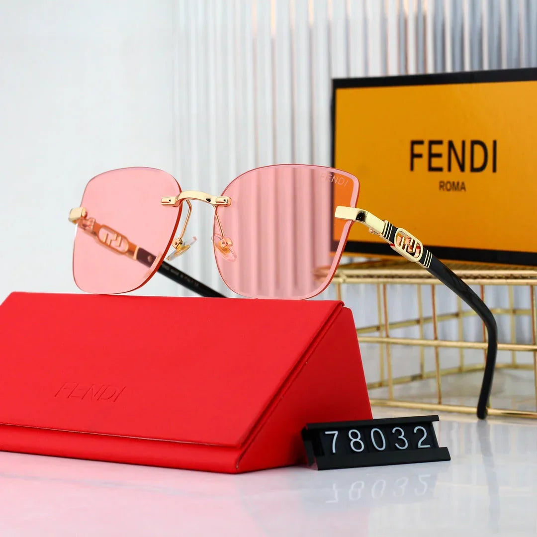 Polygonal rimless cut-edge sunglasses