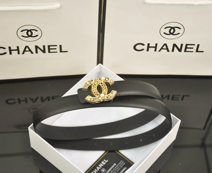 6-color   double C hollow-out LOGO pearl belt