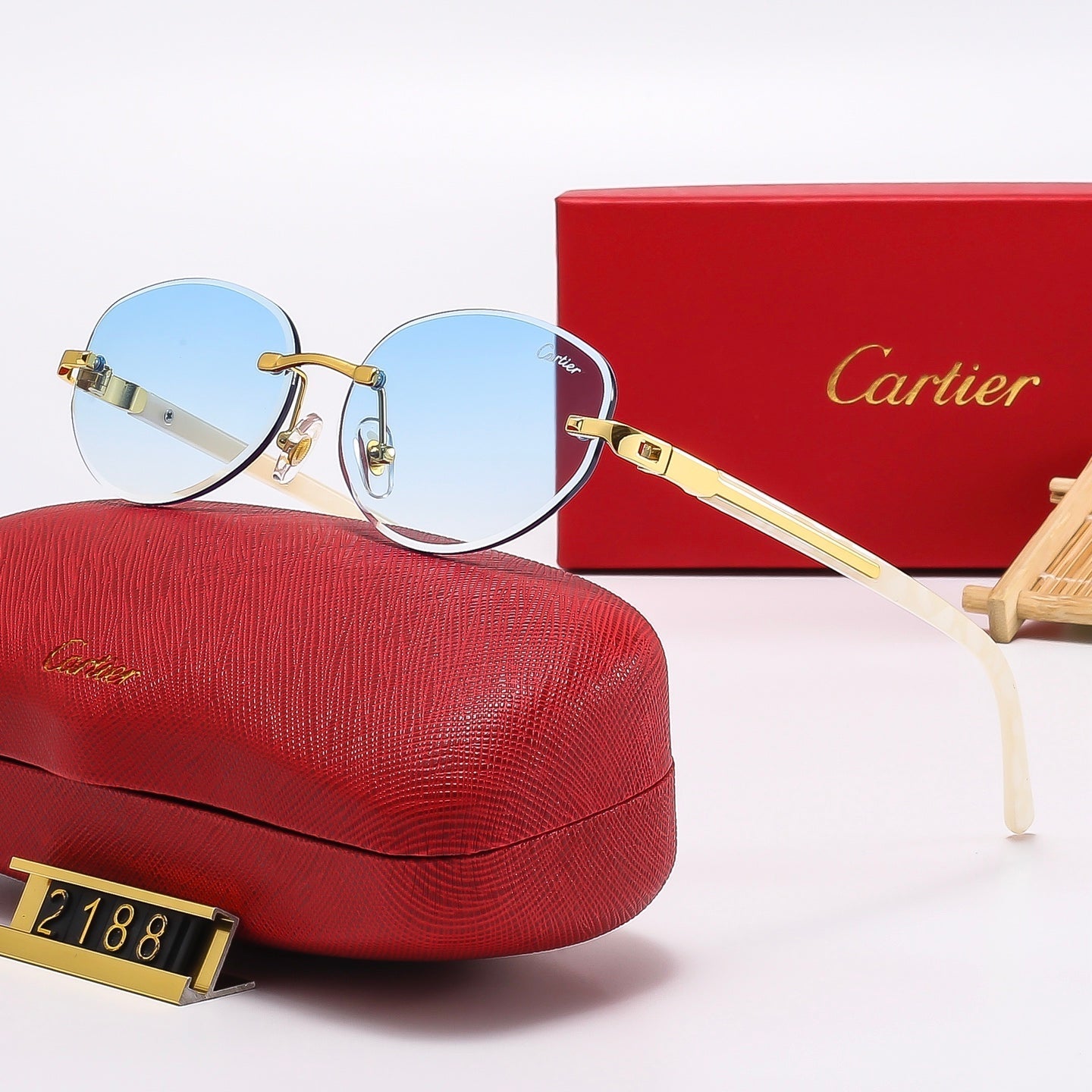 Fashion Oval Frameless Sunglasses 2188