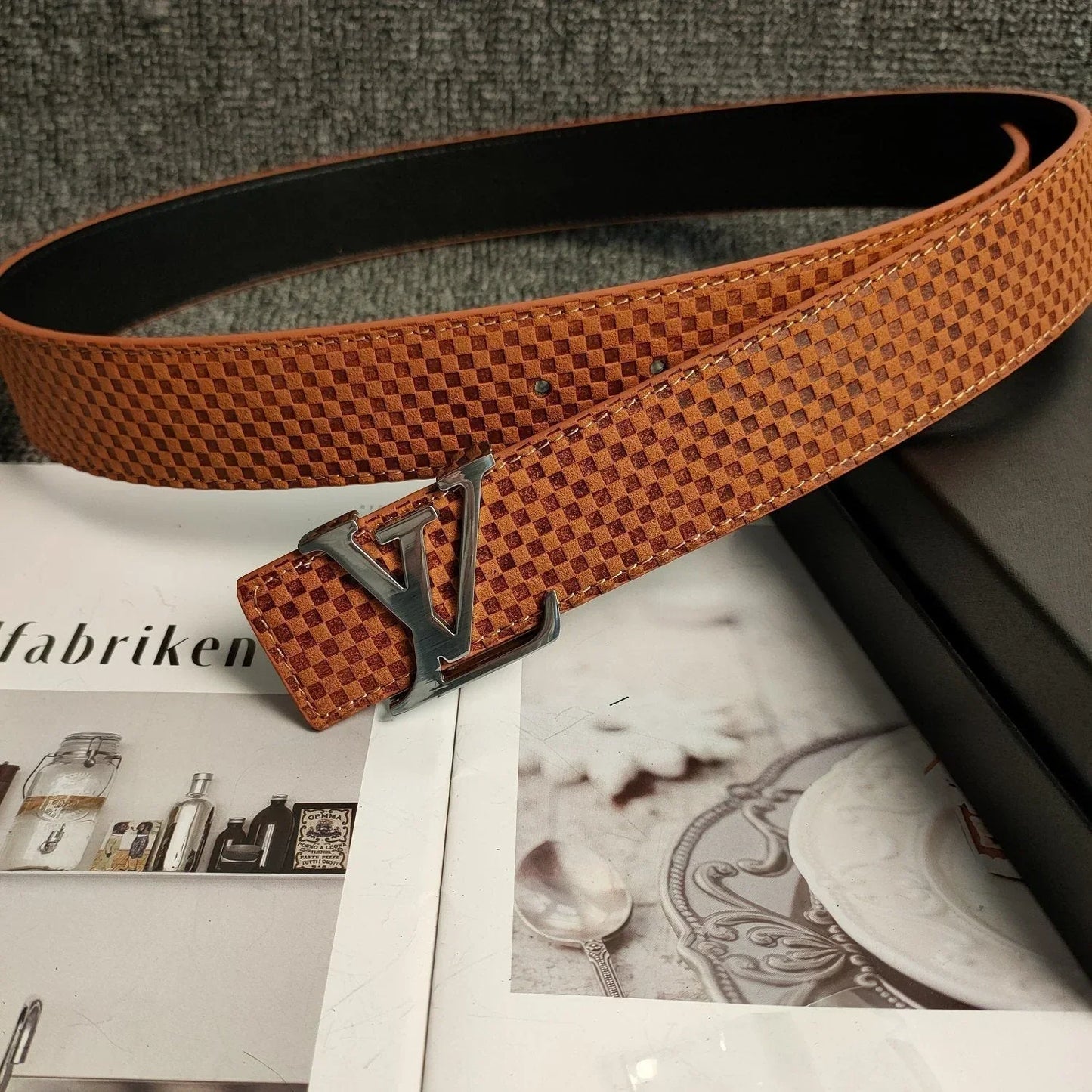3 Colors Orange Leather Belt