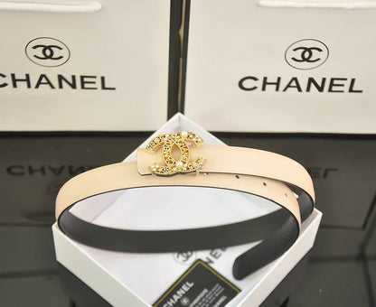 6-color   double C hollow-out LOGO pearl belt