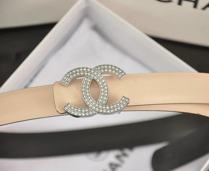 6 color double C pearl rhinestone belt