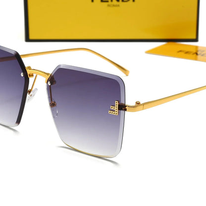 Frameless metal large frame sunglasses