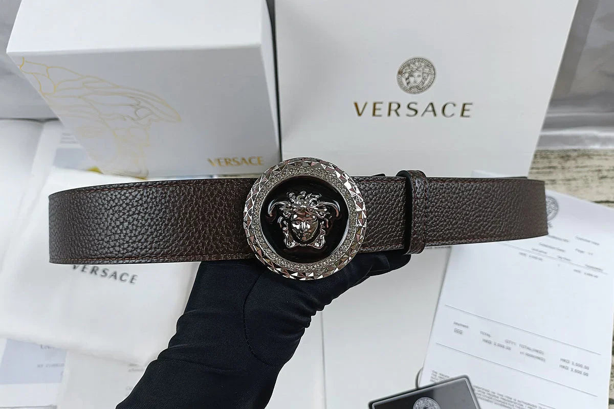 4 Colors   lion head double-sided lychee pattern belt