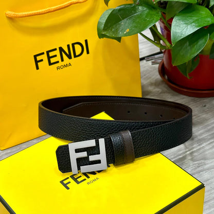 Double-sided top layer cowhide belt with classic FF pure copper buckle, width 3.0CM