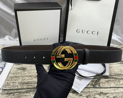 4 Colors   double-G three-layer lychee pattern double-sided belt