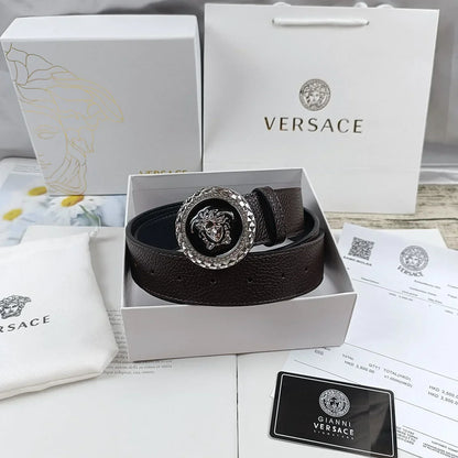 4 Colors   lion head double-sided lychee pattern belt