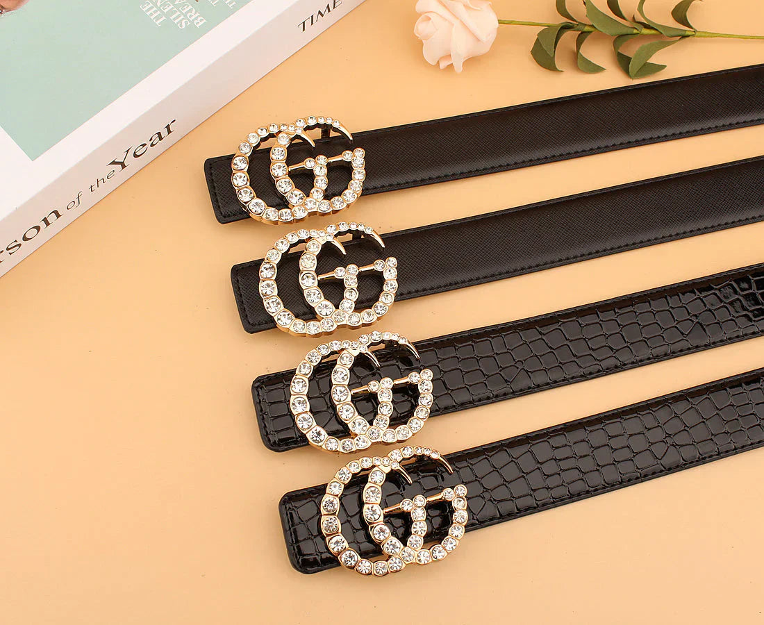 2 Styles   Double G Rhinestone Belt