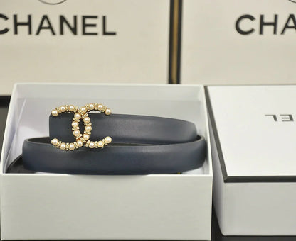 6 color double C pearl rhinestone belt