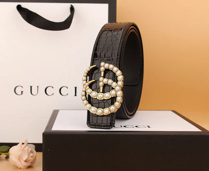 2 styles of   double G pearl belt