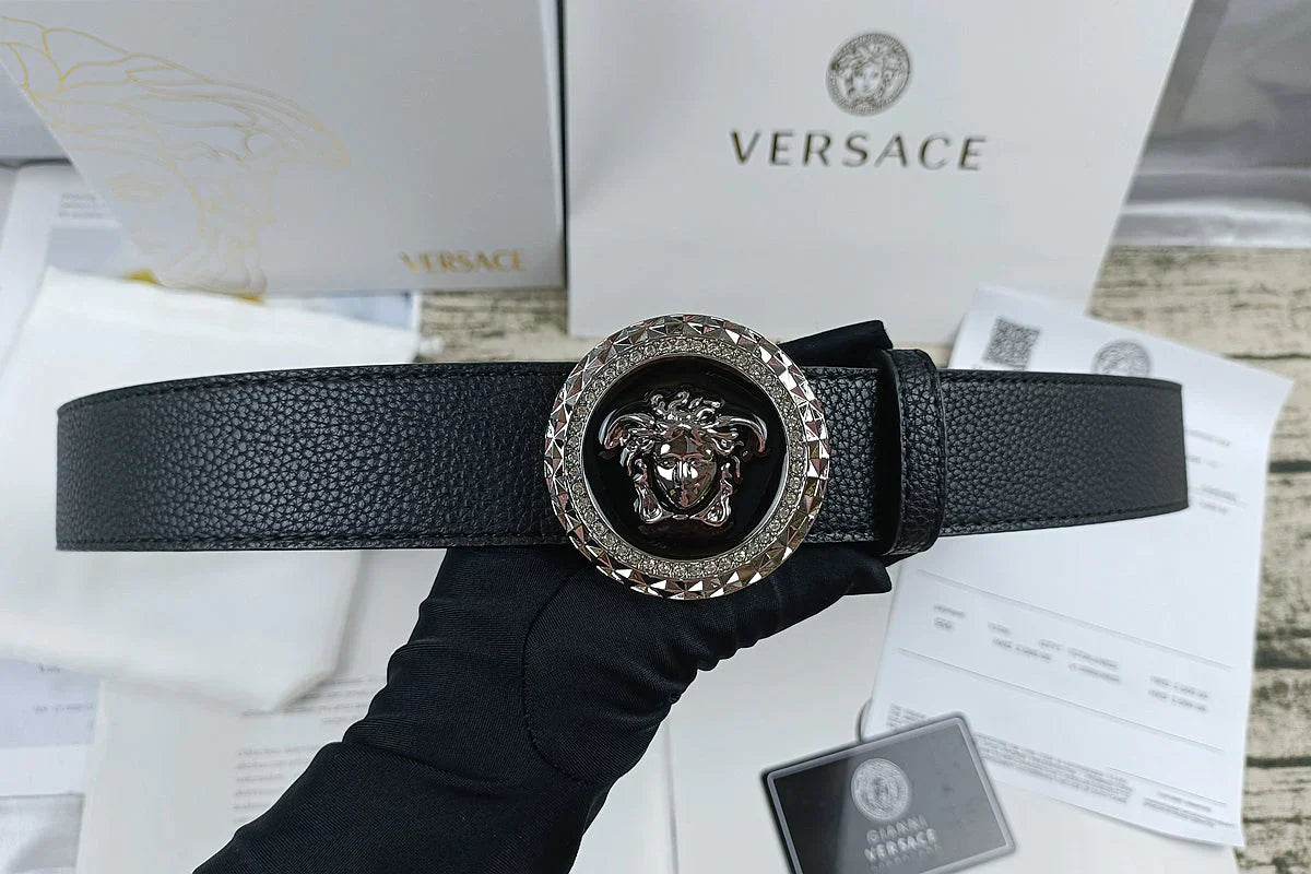 4 Colors   lion head double-sided lychee pattern belt