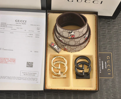3-color double G Mickey Mouse print belt