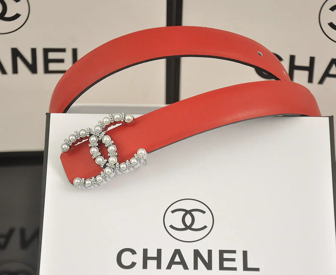 6 color   double C pearl rhinestone belt