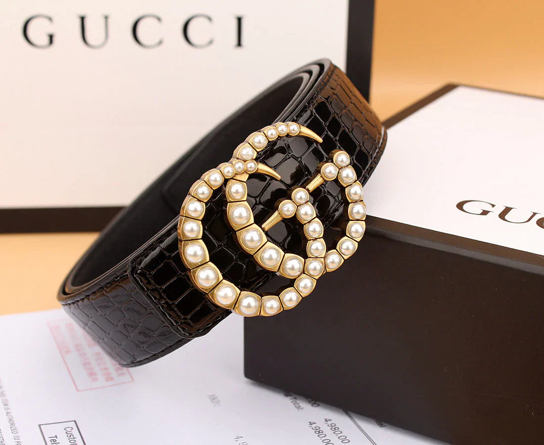 2 styles of   double G pearl belt