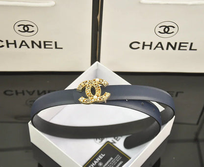 6-color   double C hollow-out LOGO pearl belt