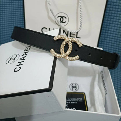2 Colors   Double C Diamond Black Leather Belt