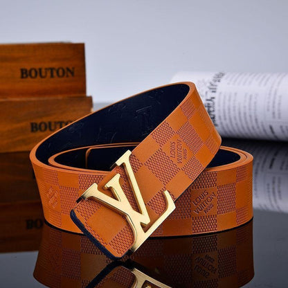 3 Colors   New Letter Brown Leather Belt