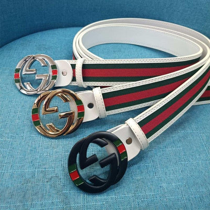 3 Colors Double G Stripe Leather Belt
