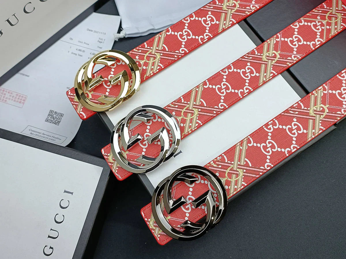 3 Colors double G stripe calico belt Gender: general