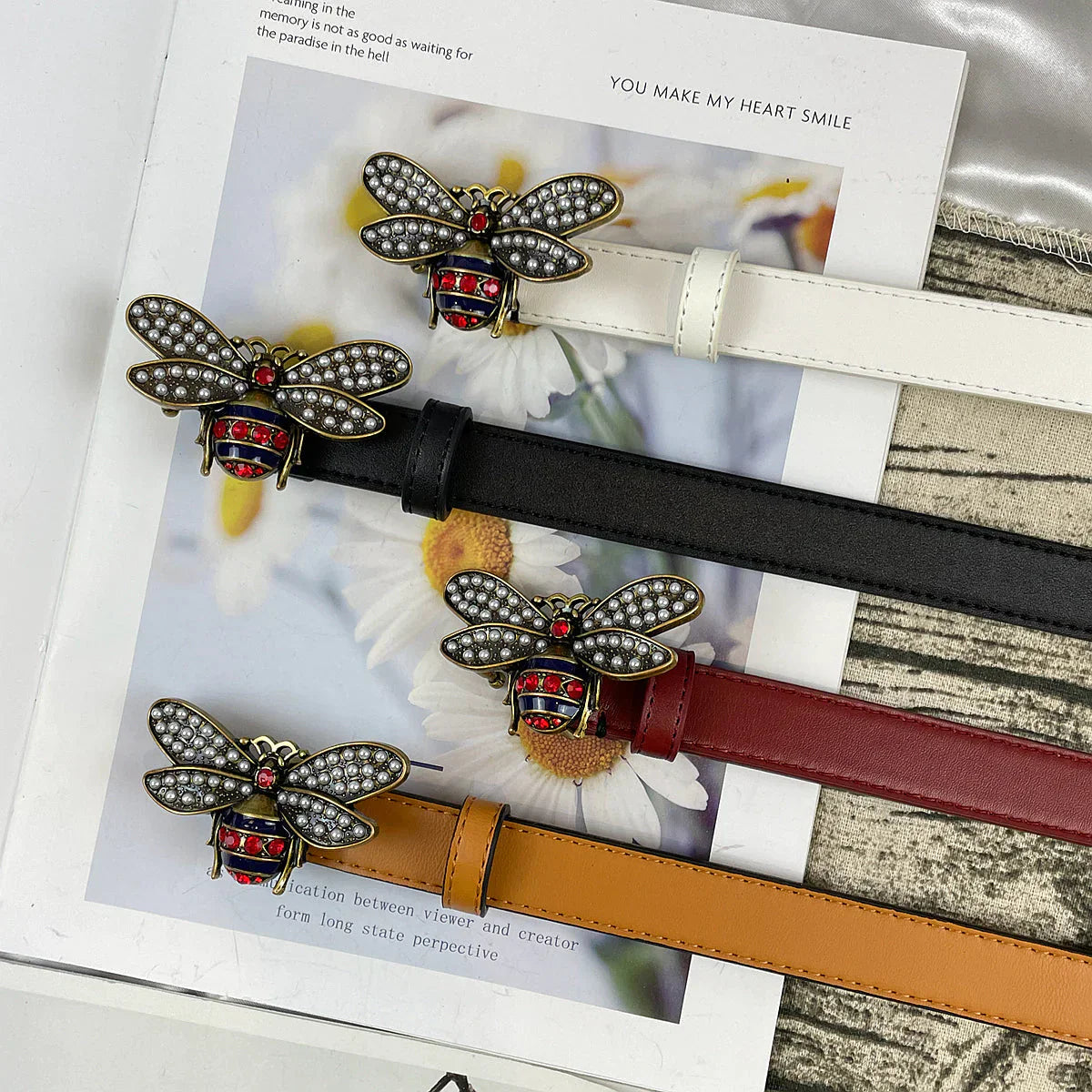 4 Colors  bee lychee pattern double-sided belt