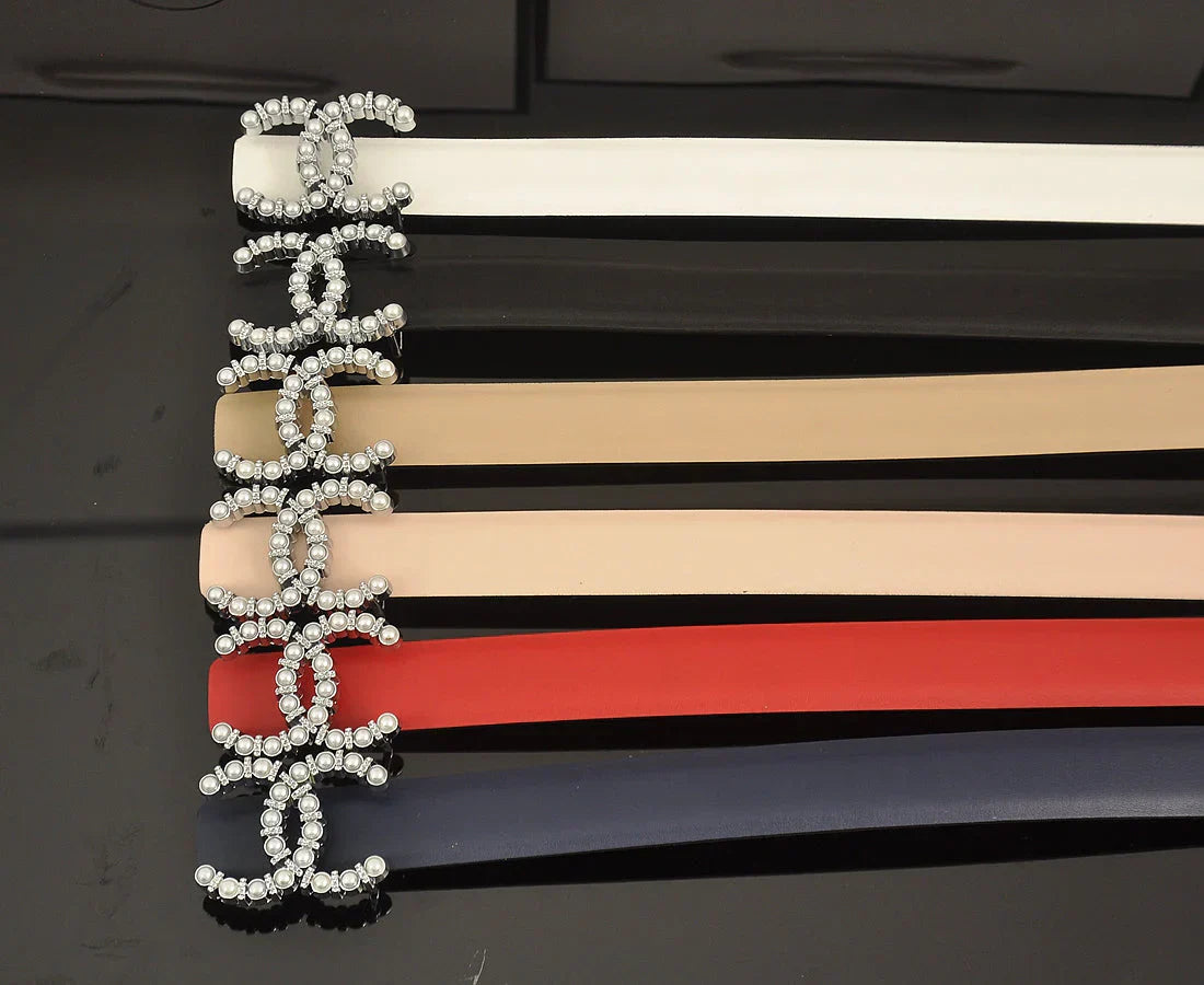 6 color   double C pearl rhinestone belt