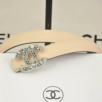 6 color rhinestone pearl letter belt