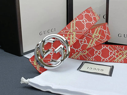 3 Colors double G stripe calico belt Gender: general