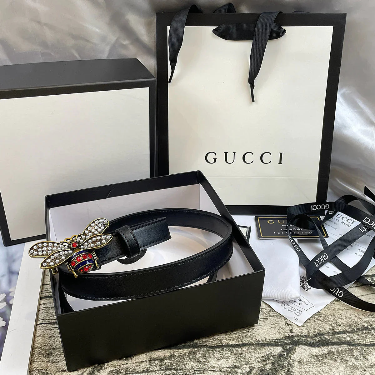 4 Colors  bee lychee pattern double-sided belt