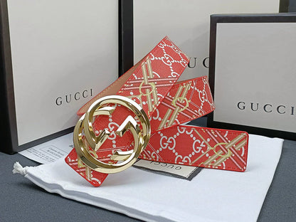 3 Colors double G stripe calico belt Gender: general