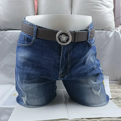 4 Colors Trendy Round Buckle Leather Belt