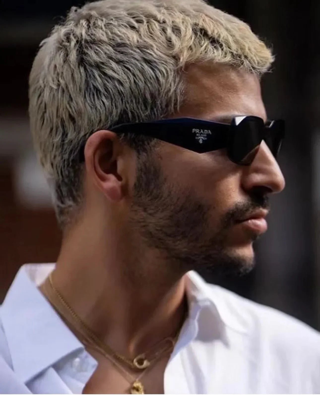 White Polygonal Retro Unisex Sunglasses 8251